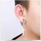 1 Pair/4 Pairs Surgical Steel Cross Drop Dangle Studs Earrings for Men Women Stainless Steel Hoop Earrings Piercing Jewelry - Not Of This World Movement
