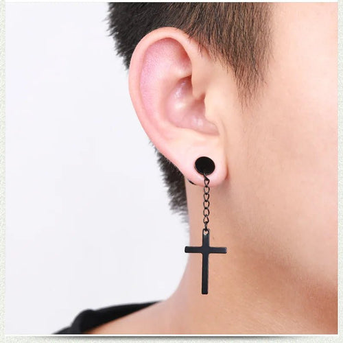 1 Pair/4 Pairs Surgical Steel Cross Drop Dangle Studs Earrings for Men Women Stainless Steel Hoop Earrings Piercing Jewelry - Not Of This World Movement