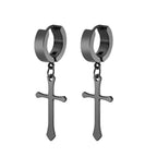 1 Pair/4 Pairs Surgical Steel Cross Drop Dangle Studs Earrings for Men Women Stainless Steel Hoop Earrings Piercing Jewelry - Not Of This World Movement