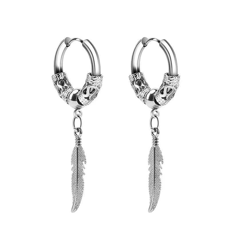 2pc Stainless Steel Men Cross Stars Punk Dangle Earrings Gothic Woman Cross Ear Hoop Earrings Huggies Pendant Piercing Jewelry - Not Of This World Movement
