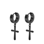 2pc Stainless Steel Men Cross Stars Punk Dangle Earrings Gothic Woman Cross Ear Hoop Earrings Huggies Pendant Piercing Jewelry - Not Of This World Movement