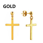 2pc Stainless Steel Men Cross Stars Punk Dangle Earrings Gothic Woman Cross Ear Hoop Earrings Huggies Pendant Piercing Jewelry - Not Of This World Movement