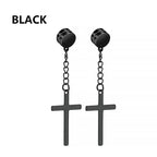 2pc Stainless Steel Men Cross Stars Punk Dangle Earrings Gothic Woman Cross Ear Hoop Earrings Huggies Pendant Piercing Jewelry - Not Of This World Movement