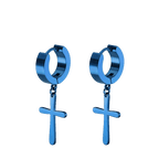 2pc Stainless Steel Men Cross Stars Punk Dangle Earrings Gothic Woman Cross Ear Hoop Earrings Huggies Pendant Piercing Jewelry - Not Of This World Movement