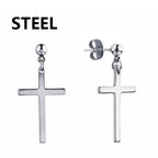 2pc Stainless Steel Men Cross Stars Punk Dangle Earrings Gothic Woman Cross Ear Hoop Earrings Huggies Pendant Piercing Jewelry - Not Of This World Movement