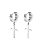2pc Stainless Steel Men Cross Stars Punk Dangle Earrings Gothic Woman Cross Ear Hoop Earrings Huggies Pendant Piercing Jewelry - Not Of This World Movement