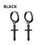 2pc Stainless Steel Men Cross Stars Punk Dangle Earrings Gothic Woman Cross Ear Hoop Earrings Huggies Pendant Piercing Jewelry - Not Of This World Movement