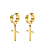 2pc Stainless Steel Men Cross Stars Punk Dangle Earrings Gothic Woman Cross Ear Hoop Earrings Huggies Pendant Piercing Jewelry - Not Of This World Movement