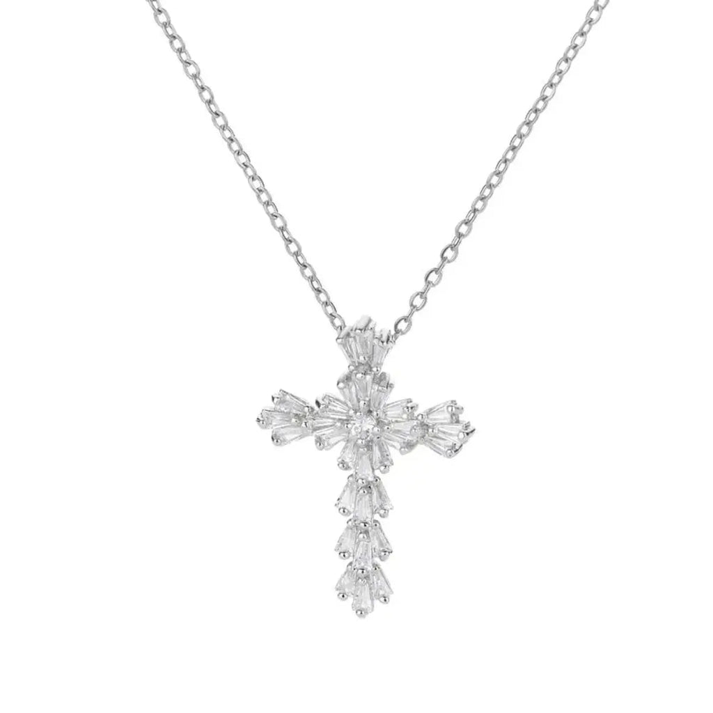 Luxury Zirconia Cross Pendant Necklace for Women Zircon Crystal Stainless Steel Chain Charm New Trend Aesthetic Jewerly collares - Not Of This World Movement