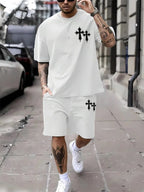 Men’s Cross Print Summer Tee & Shorts Set - Not Of This World Movement
