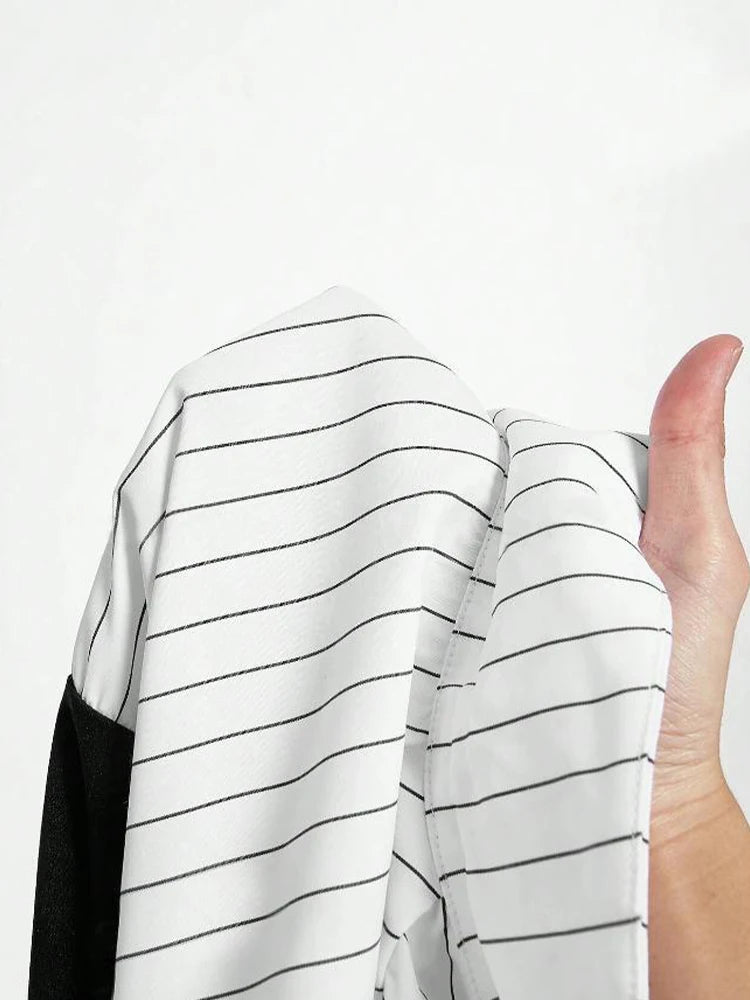 Women's Fashion Striped Spliced Lapel Shirt Elegant Fashion Style Business Casual Office Wear - Not Of This World Movement